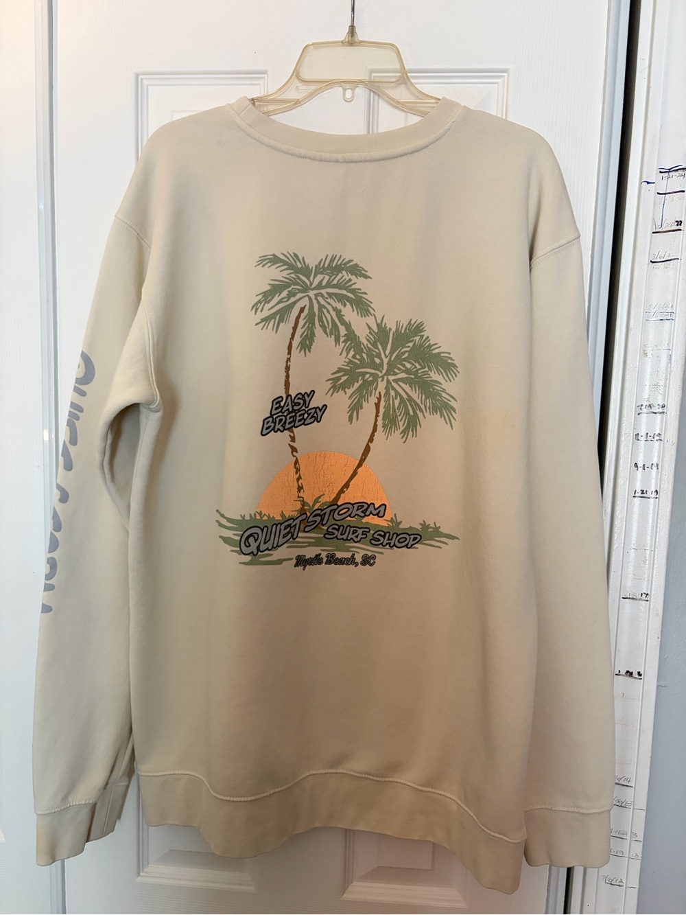 Quiet Storm Surf Shop Cream Palm Graphic Crewneck